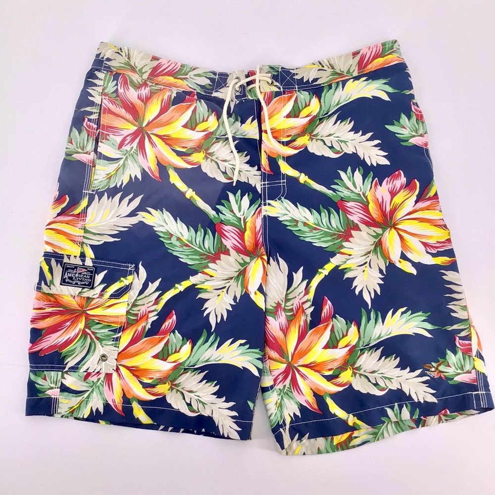 American Living Mens Board Short Swim trunk Hawaiian tropical floral sz XL